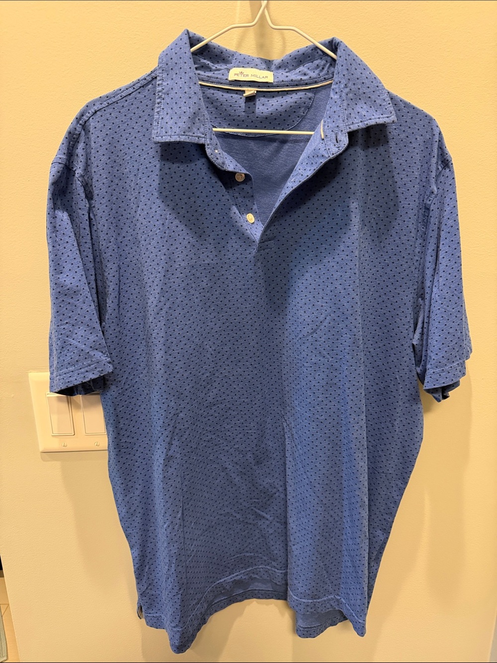 Peter Millar Perforated Blue Short-Sleeve Polo
